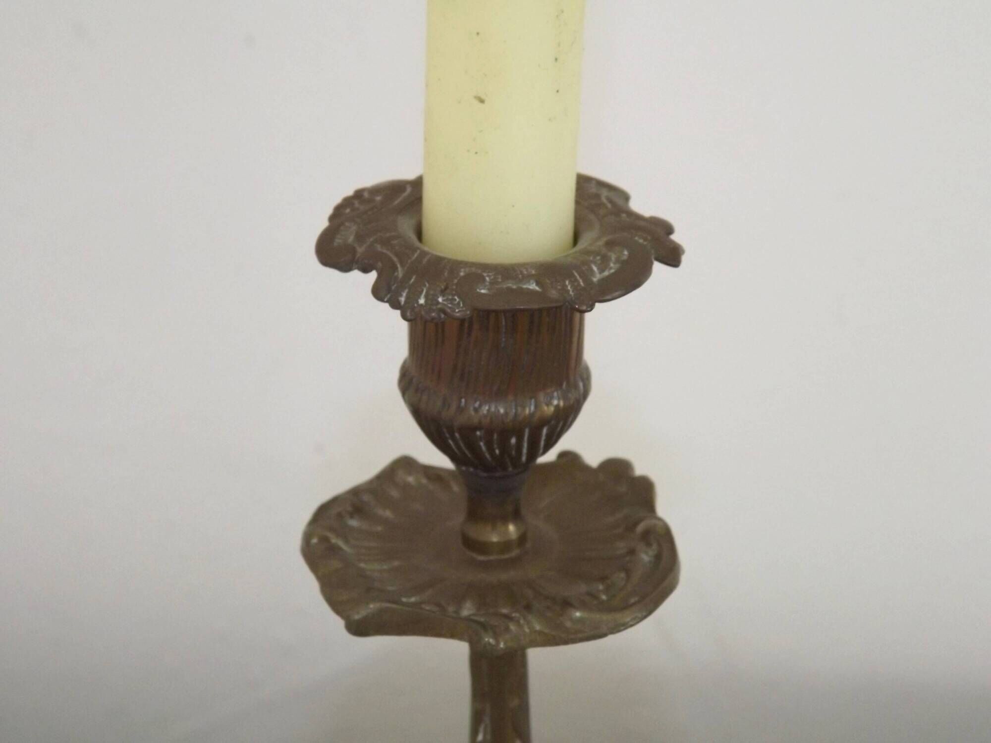 French Vintage Bronze Candlestick With Lovely Acanthus Leaf Detail 5165