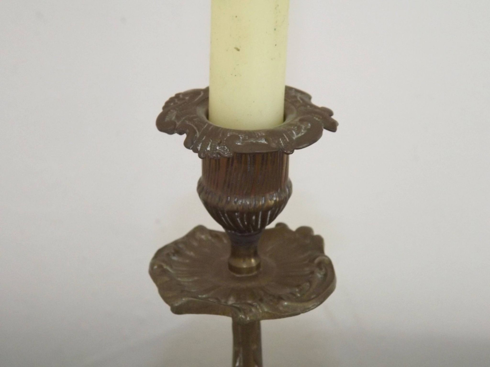 French Vintage Bronze Candlestick With Lovely Acanthus Leaf Detail 5165