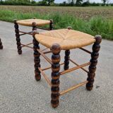 Set of 3 country straw stools