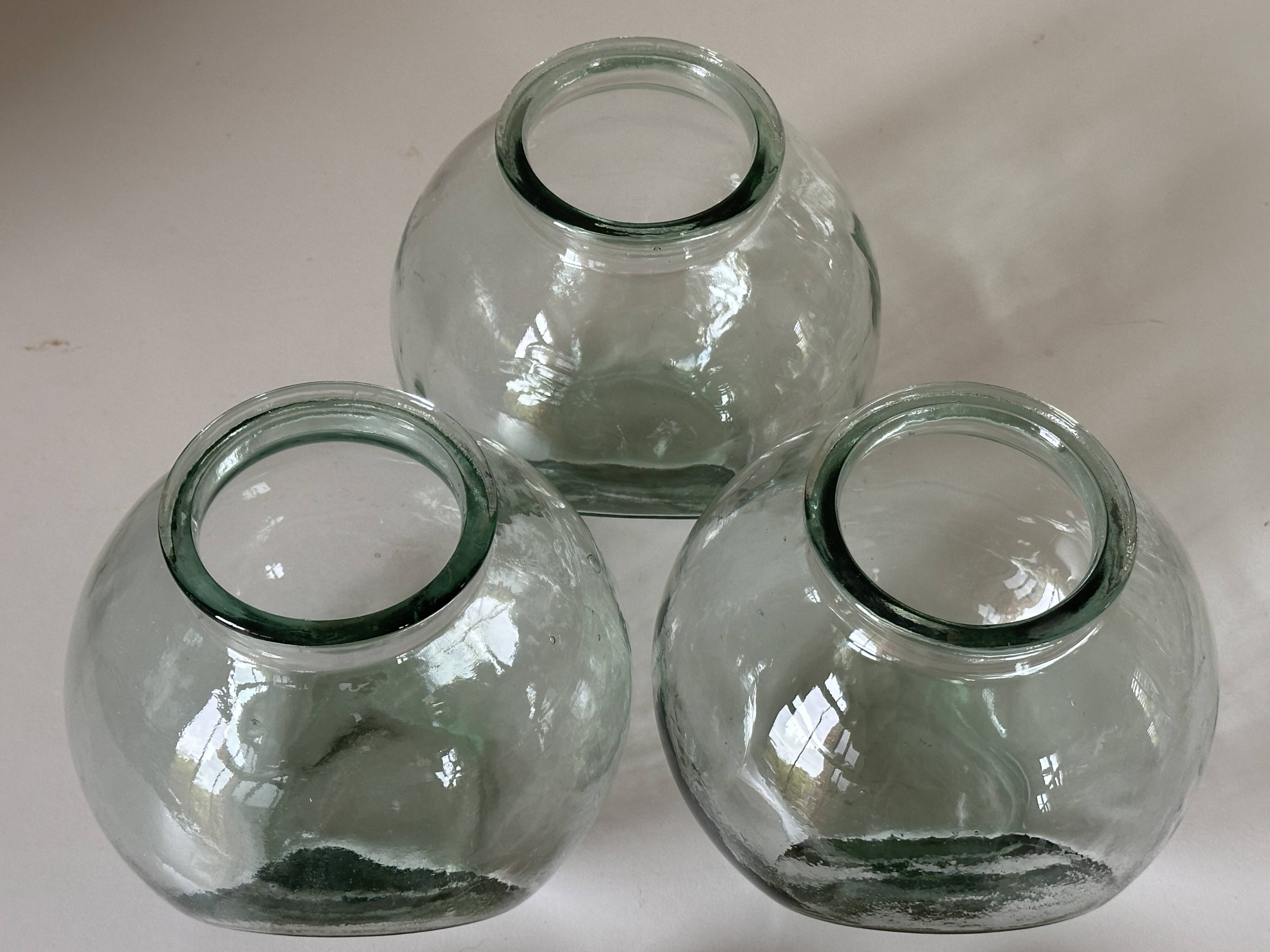 Set of 3 vintage glass candy jars from the 60s and 70s