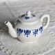 Antique teapot Saint-Uze steel clay cobalt blue pattern