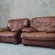 A pair of vintage Italian leather Lounge Chairs, 1970s