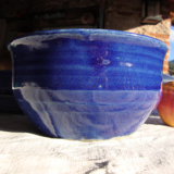 Handmade blue ceramic bowl, vintage