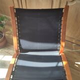 Pair of black leather Siesta armchairs Ekornes Ingmar Relling Norway 1960