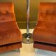 Paire de chauffeuse Bossa Nova velours et chrome