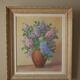 Painting acrylic painting on canvas bouquet lilac flowers decoration countryside old still life
