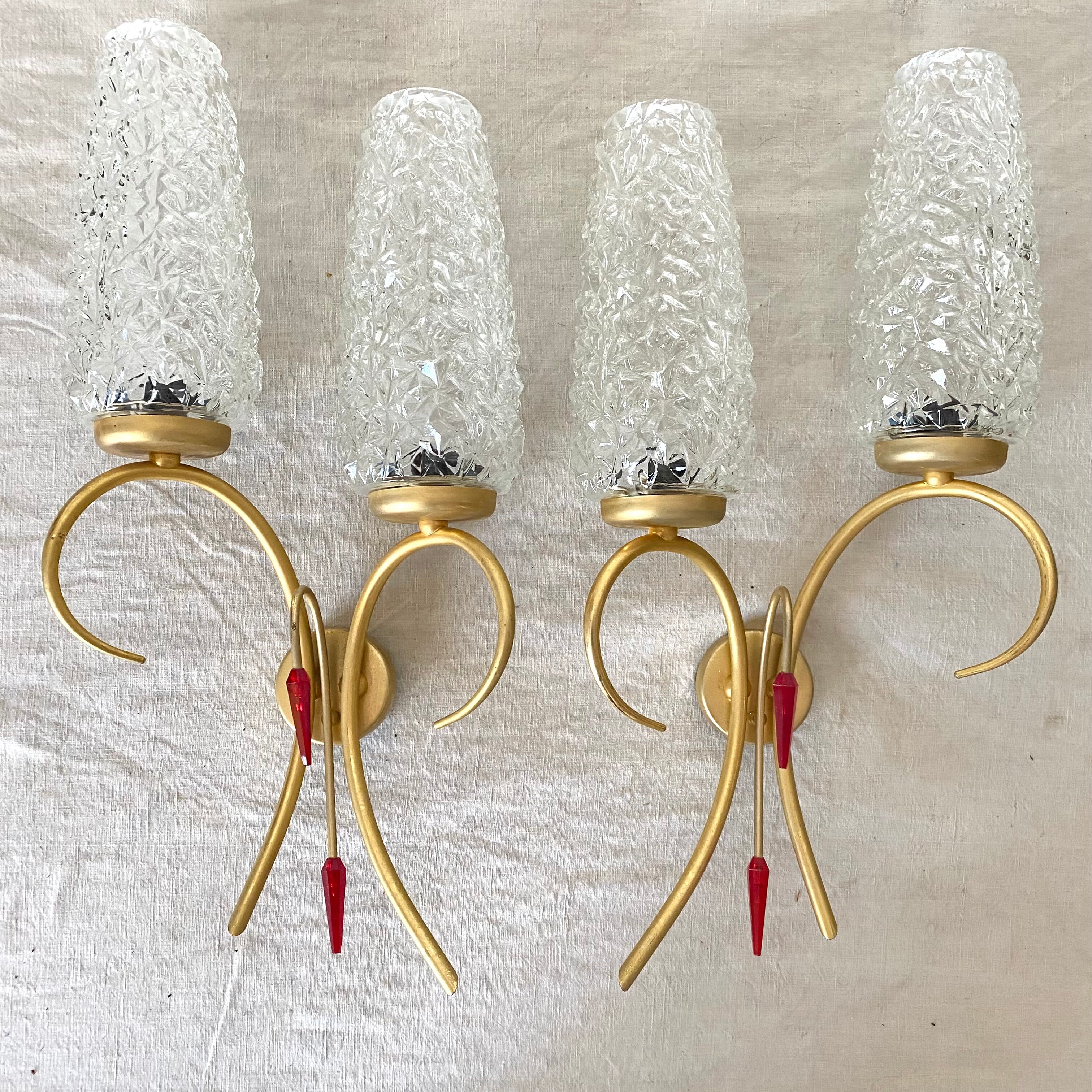 Pair of double design wall lamps 60s