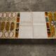 Ceramic coffee table and brushed steel Roche Bobois design Gregorieff 70s, 108x47cm