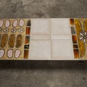 Ceramic coffee table and brushed steel Roche Bobois design Gregorieff 70s, 108x47cm