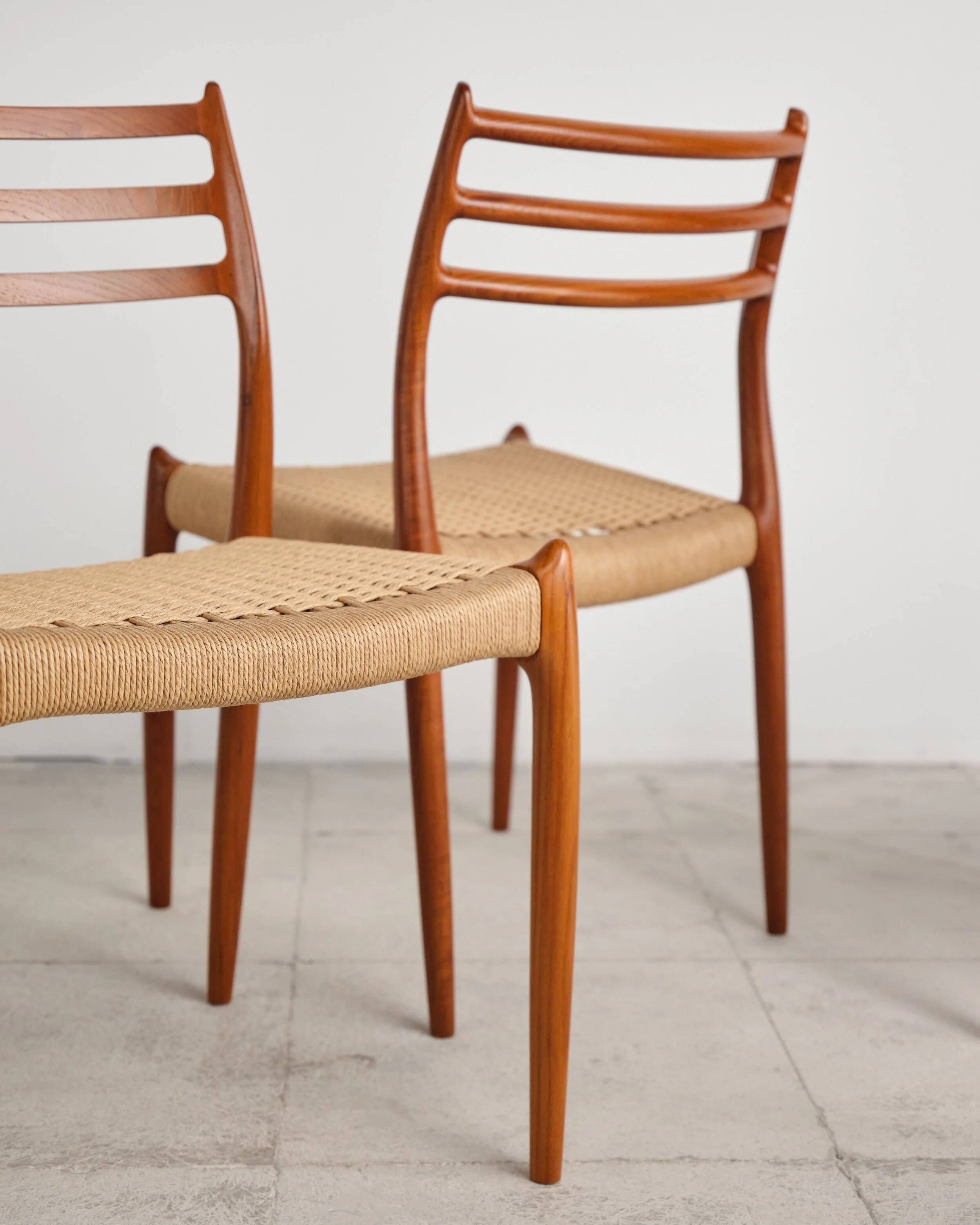 Set of 6 model 78 chairs in teak by Niels O. Møller, Denmark, 1960s.