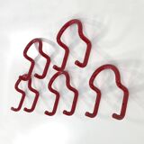 Set of 4 "taka" pink coat hooks by Cesare Rota Nodari for Acerbis, 1960.