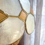 Vintage mother-of-pearl and vintage brass pendant light 1970