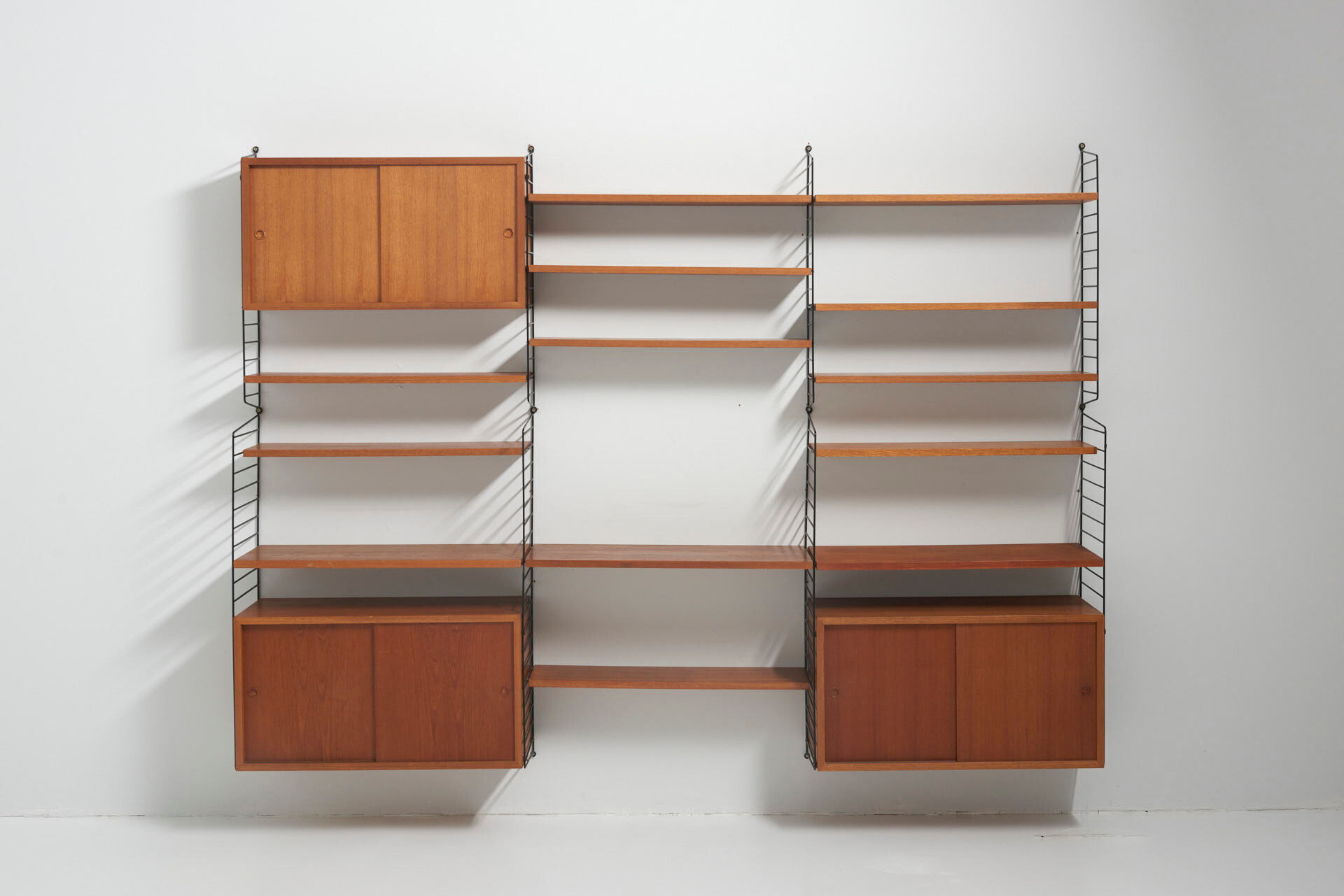 Original String Wall System in Teak by Nisse Strinning, Sweden - 1950's