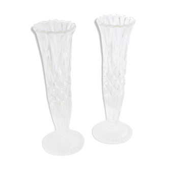 Pair of moulded glass vases