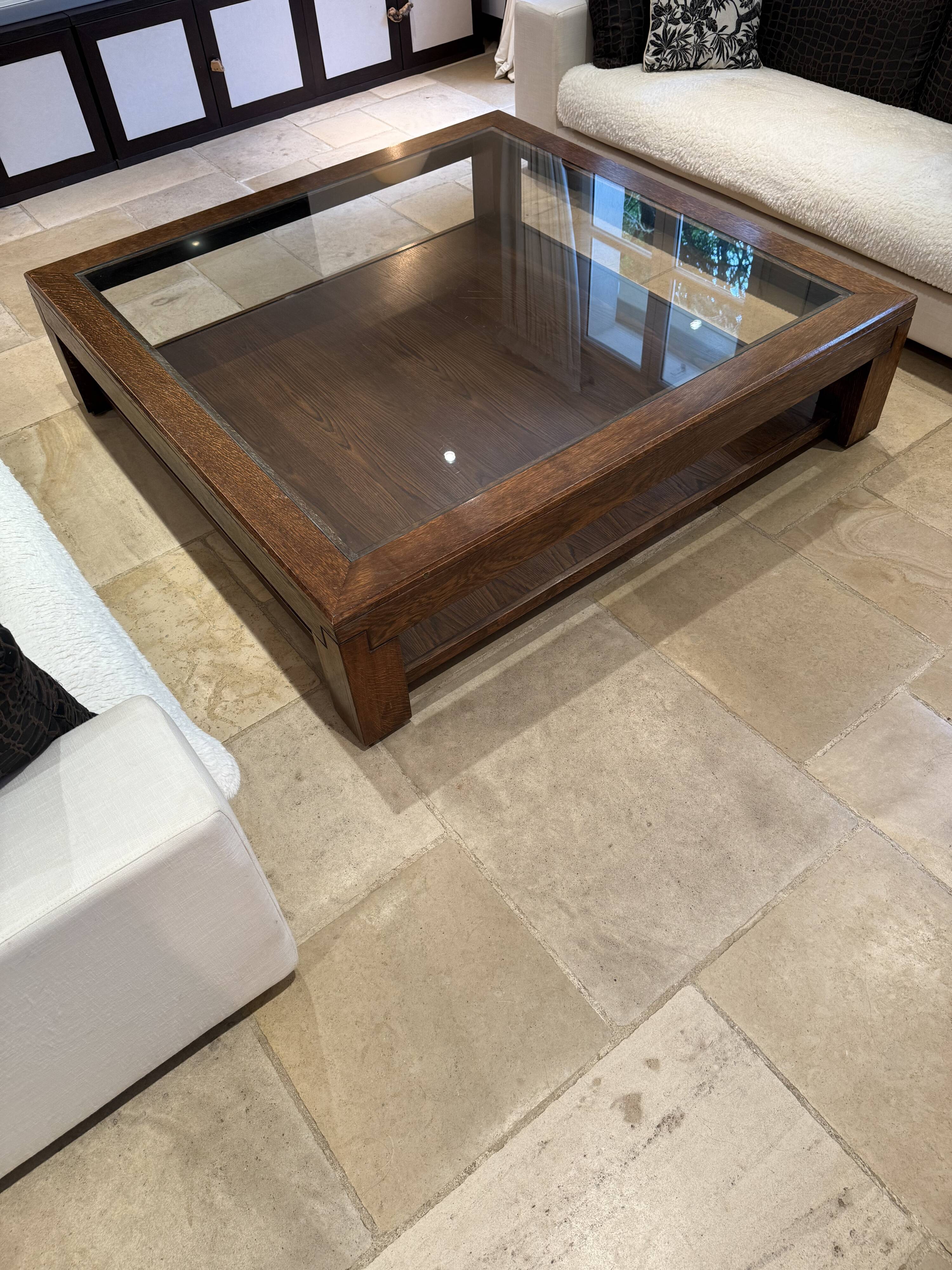 Wood and glass coffee table