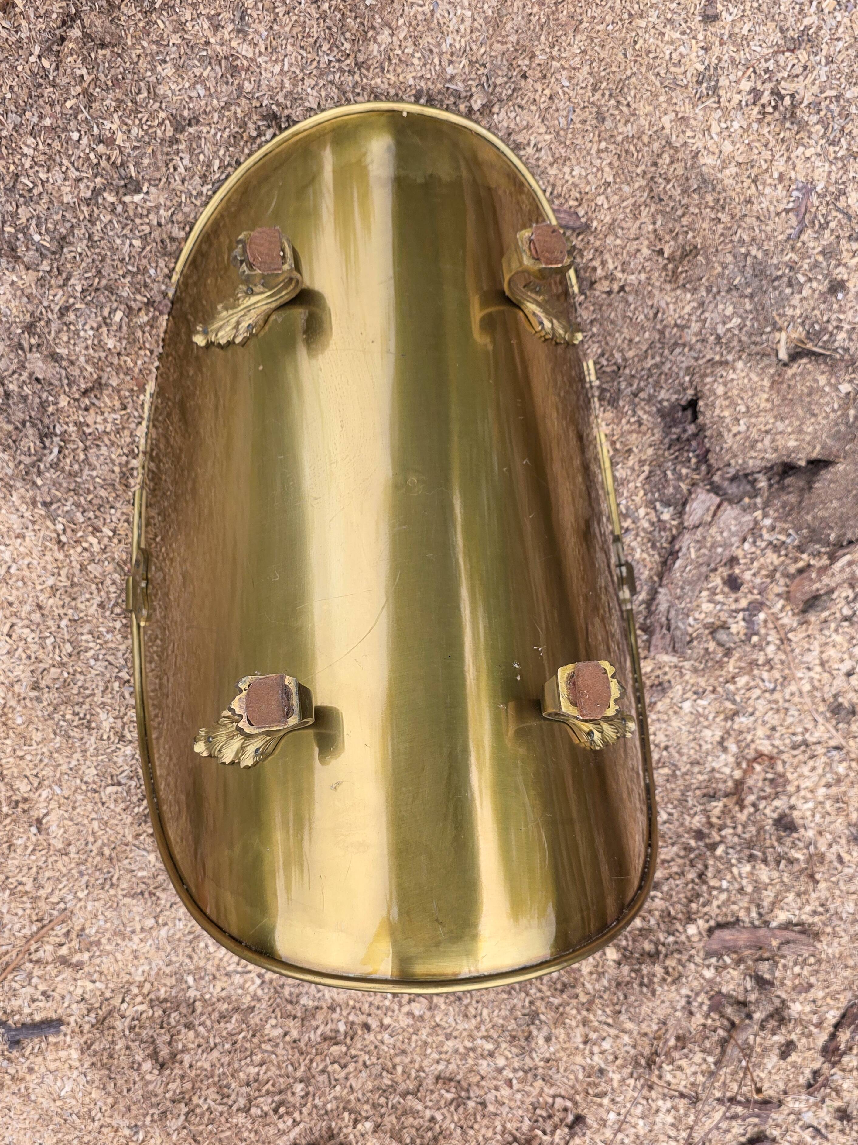 Brass log basket, claw feet, 1960s