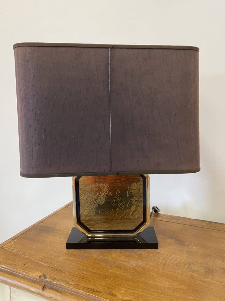 Pair of brass and gold-plated lamps by George Mathias, 1970