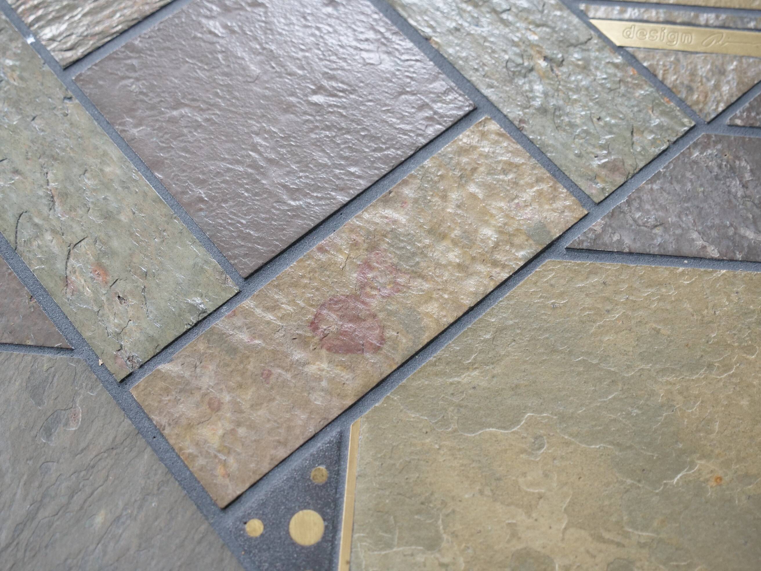 Brutalist stone copper brass design coffee table by Paul Kingma, 70s 80s