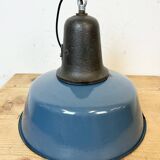 Industrial Blue Enamel Factory Lamp with Cast Iron Top, 1960s