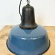 Industrial Blue Enamel Factory Lamp with Cast Iron Top, 1960s