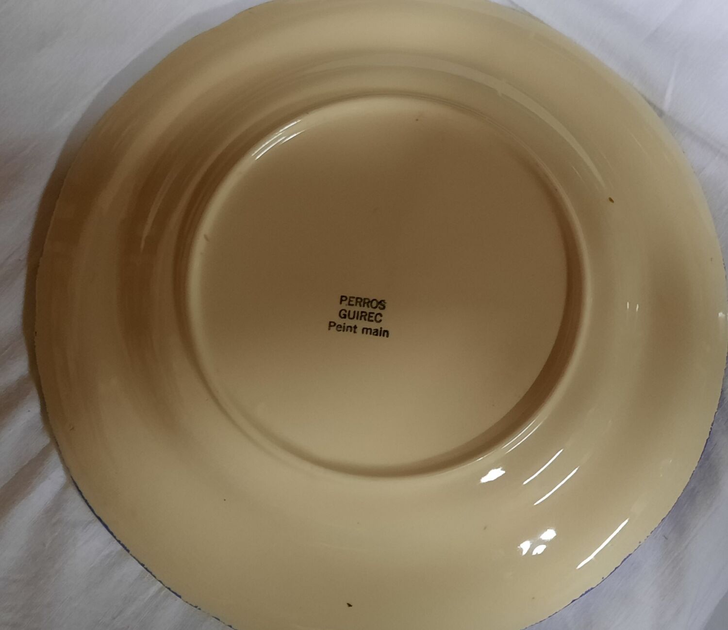 Old faience plate of pornic brittany breton woman and man décor