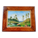Antique Painting "Riverside" - Oil on Canvas, 1900, Framed - Ca