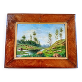 Antique Painting "Riverside" - Oil on Canvas, 1900, Framed - Ca