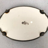 Porcelain tray decorated with flowers, openwork metal gallery