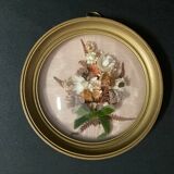 Old miniature frame dried flowers XXth