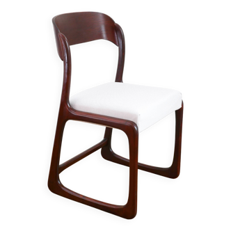 Chaise Baumann Traineau - Entièrement restaurée - Tissu, mousse & sangles : neuf