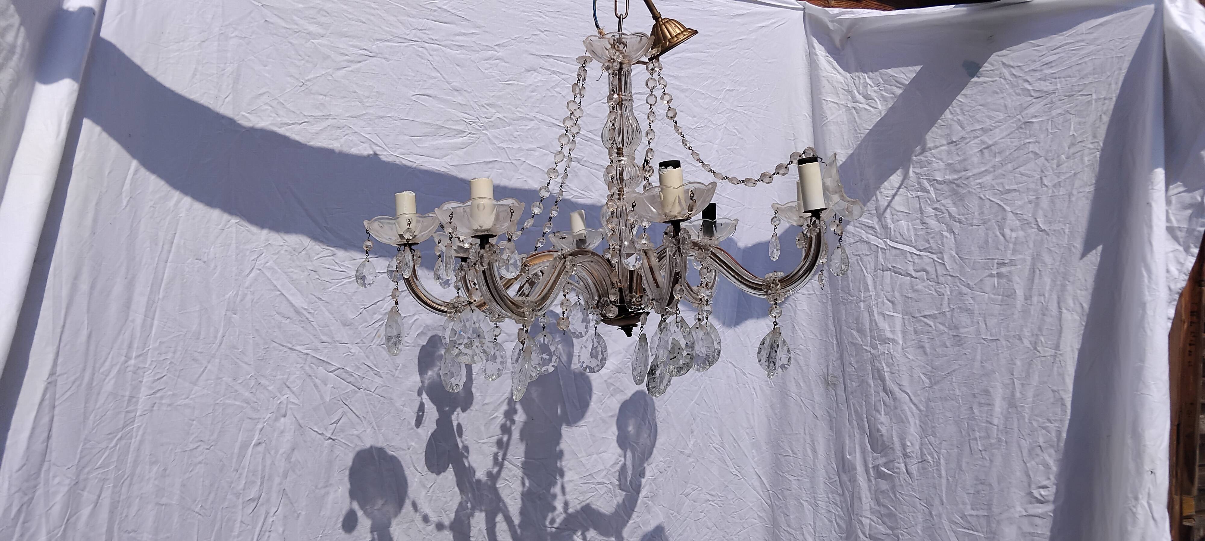 4 vintage crystal chandelier pendants