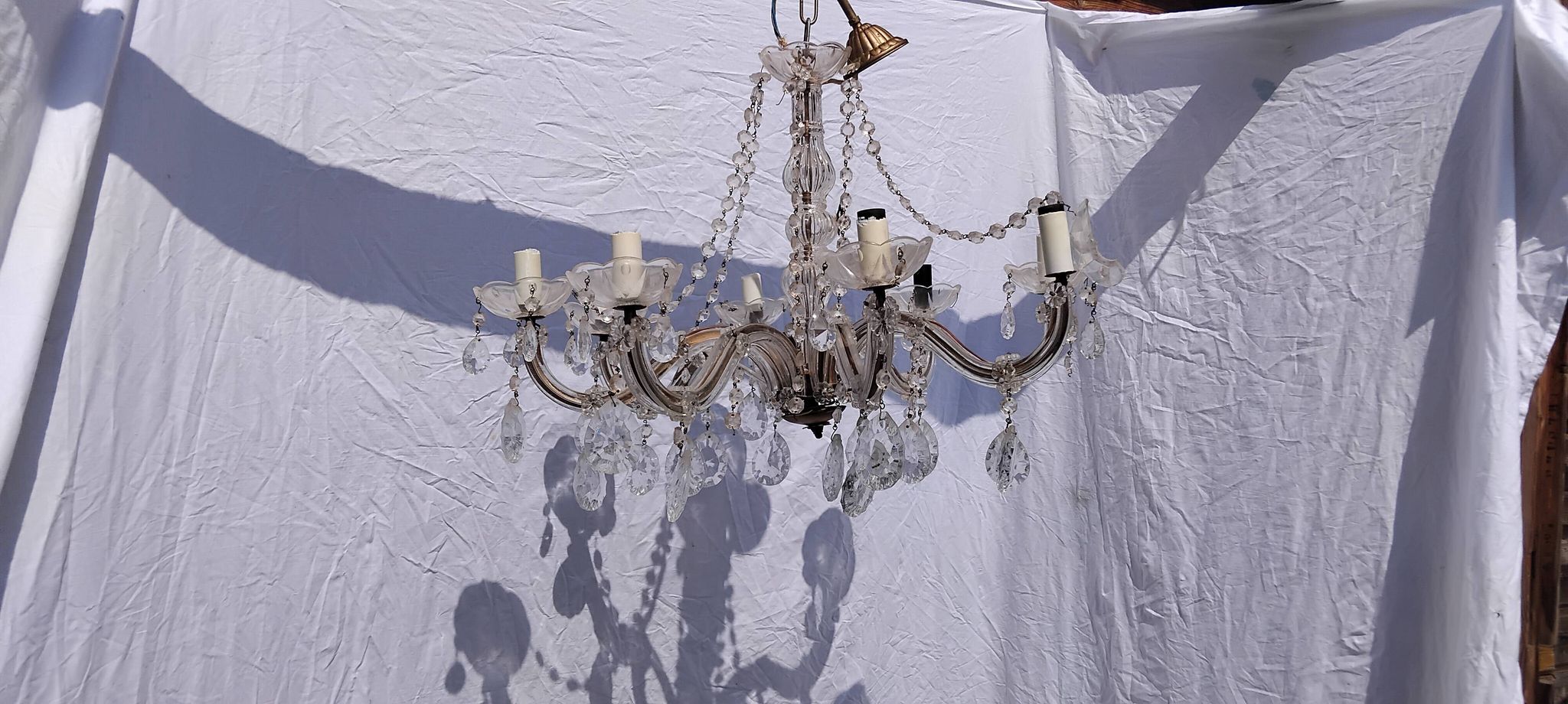 4 vintage crystal chandelier pendants