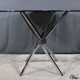 Small Mikado Table in Glass and Chromed Metal – 1970s