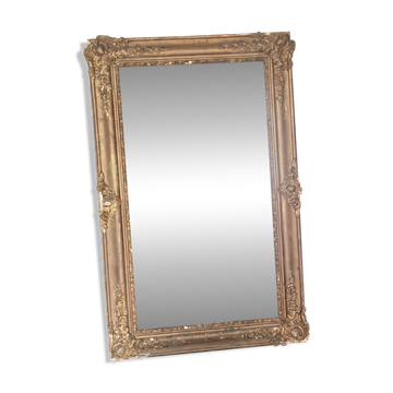 Grand miroir XIXeme doré à la feuille