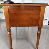 Vintage desk in solid beech stained cherry with glass top