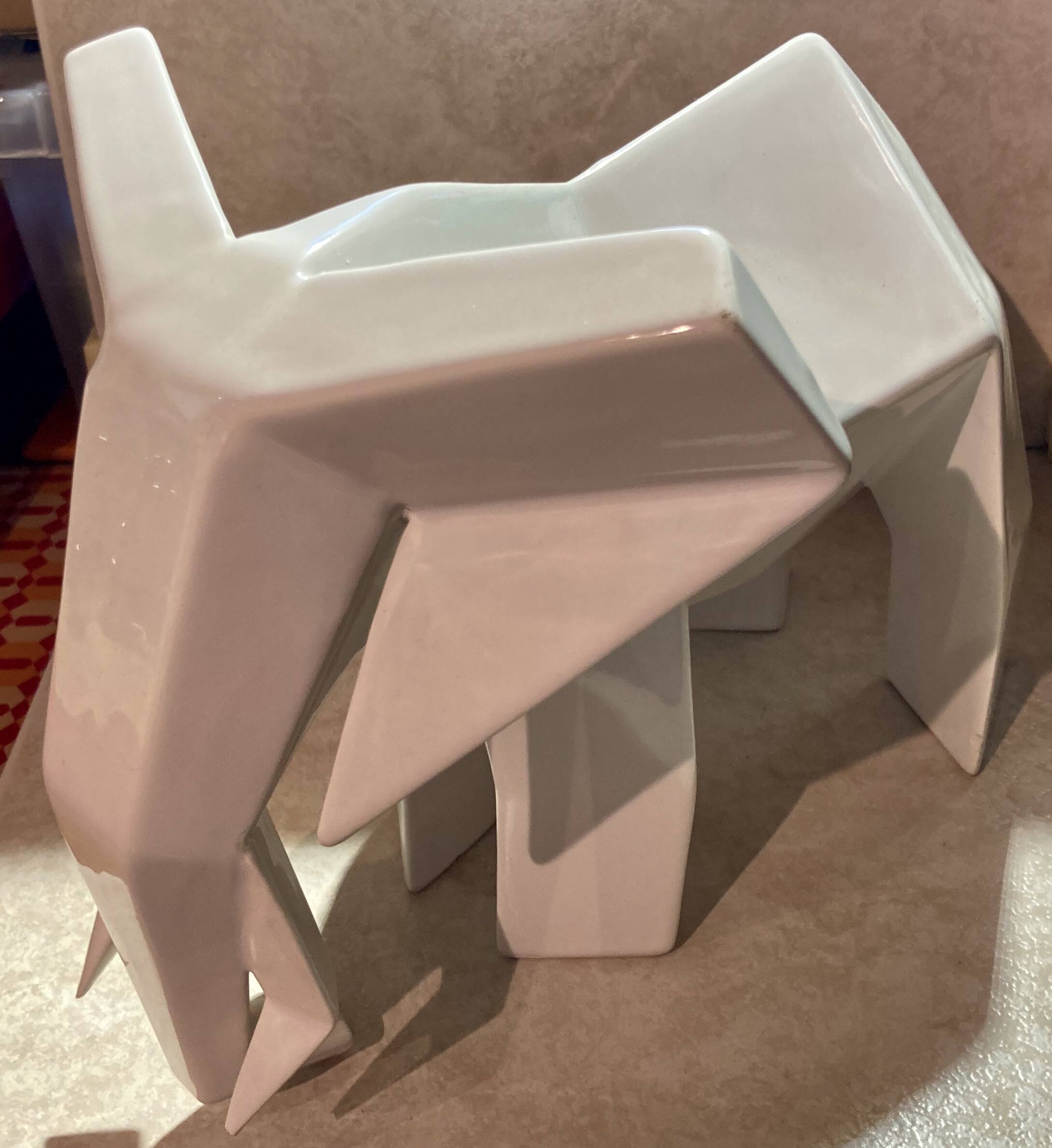 Cubist animal sculpture Ceramic elephant signed Rodrigo Solorzano