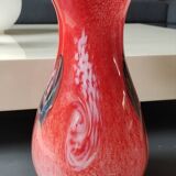 Large Floral Ball Vase/Kaysersberg Art Glassware. Speckled/Volutes