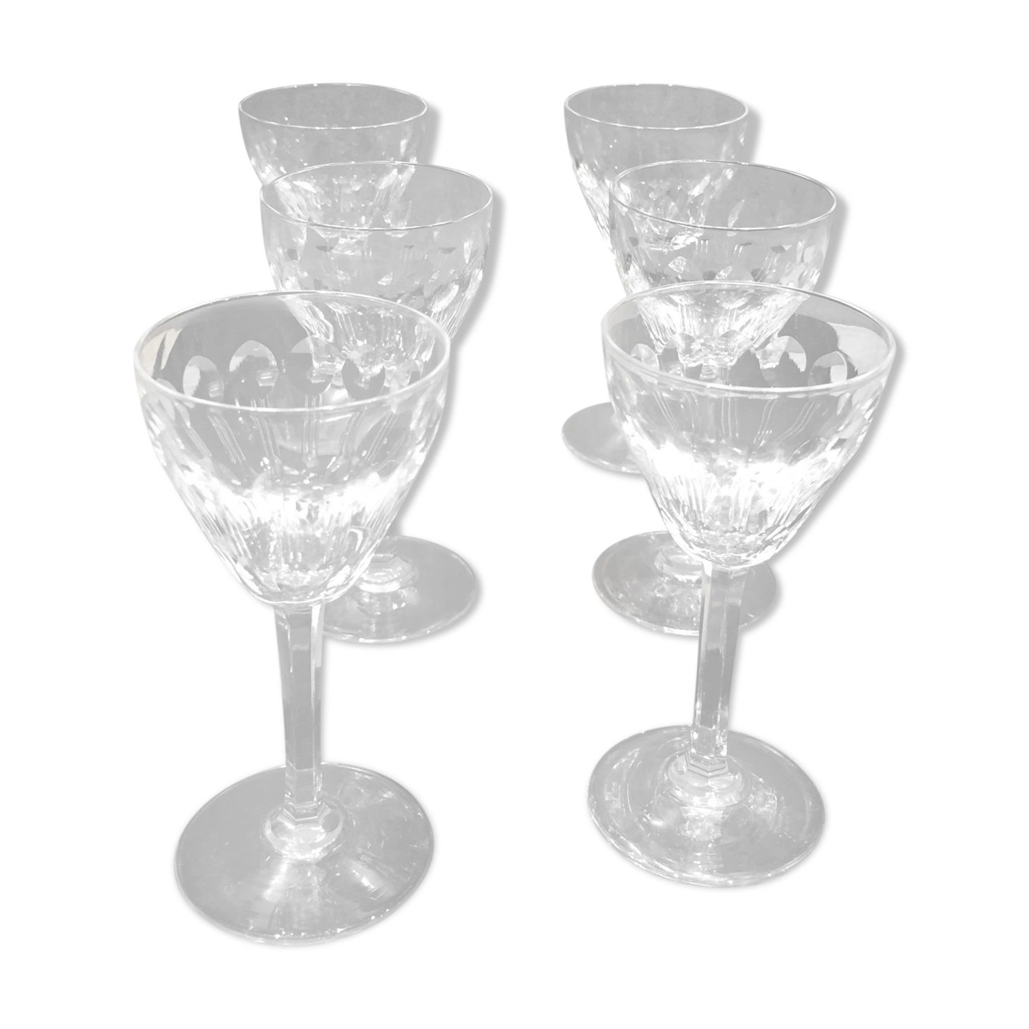 Série de 6 verres à digestif anciens et gravés