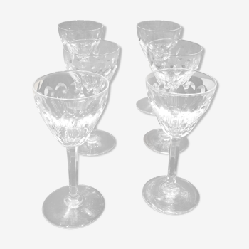 Series of 6 old and engraved digestive glasses