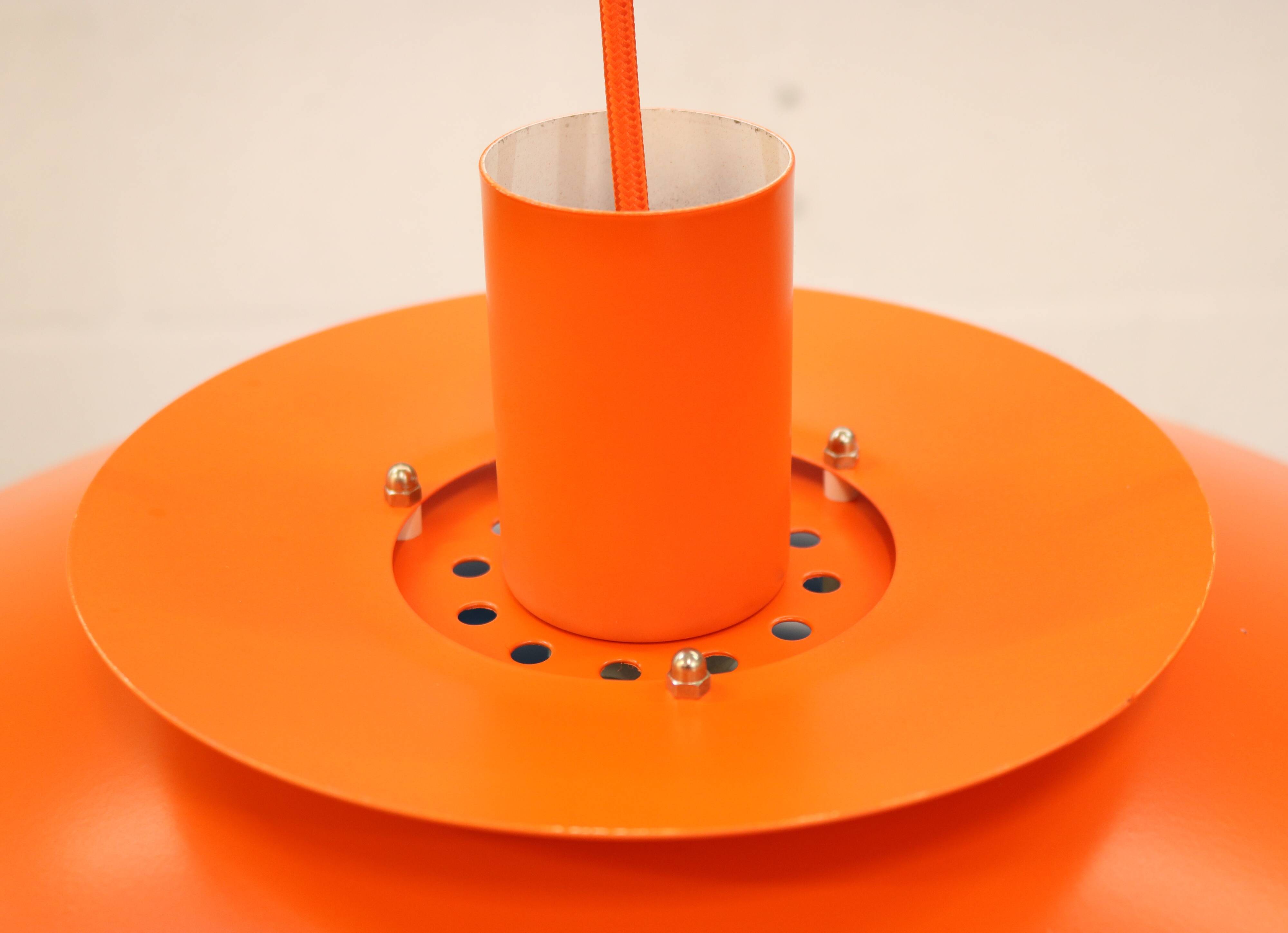 Unique blue and orange pendant lamp by Form Light model 52610, Denmark 70s.