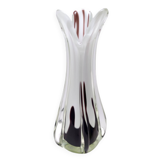 Large Vintage White Hand Blown Sommerso Glass Vase by Fratelli Toso, Italy