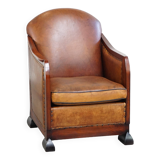 Fauteuil Art Déco en peau de mouton, unique, majestueux et confortable