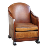 Fauteuil Art Déco en peau de mouton, unique, majestueux et confortable
