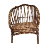 Ancien fauteuil en osier pour poupées, jouet