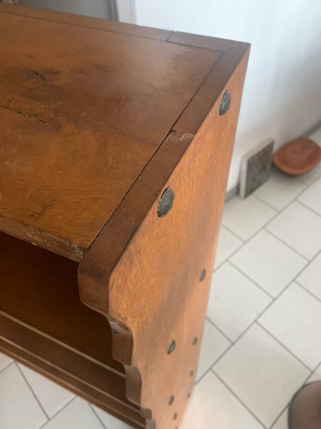 Vintage brutalist oak bookcase