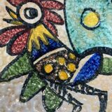 Plate polychrome rooster decoration toledo 1950s