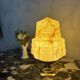 Impressive Art Deco lamp in marbled yellow opaline.