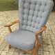 "Grand Repos" armchair in solid oak by Guillerme and Chambron (1960s)