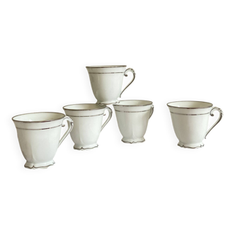 Set of 5 Limoges porcelain coffee, tea, and espresso cups ACC-7345