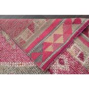 Vintage Turkish Oushak handmade wool cotton pink runner rug 85x370